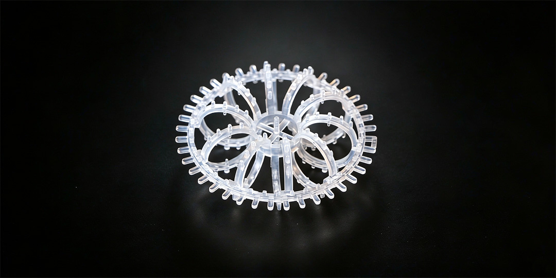 K2 Teller Rosette Ring plastic random packing with spiked flower geometry for gas scrubbing